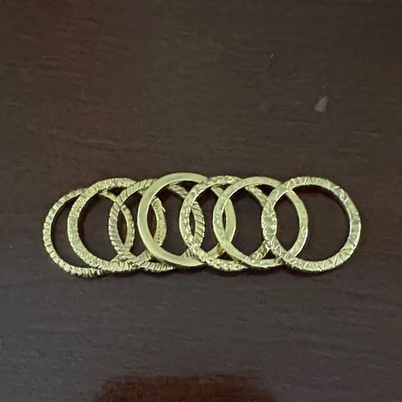 Yellow Gold Stack Rings Bands Set Size 6 - Picture 2 of 3